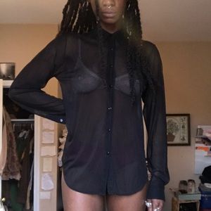 american apparel long sleeve mesh button up